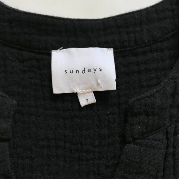 We are Sundays Cotton Gauze Midi Dress Womens 2 Small Black V-Neck Sleeveless - Picture 5 of 11